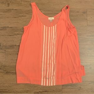"LOFT coral & white striped front lightweight tank Size: M